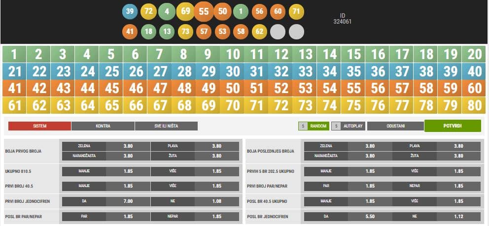 primjer igre bingo 15 od 90